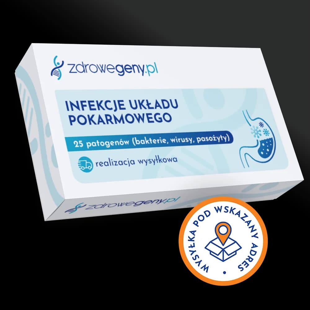 Infekcje układu pokarmowego – 25 patogenów (bakterie, wirusy, pasożyty), realizacja wysyłkowa